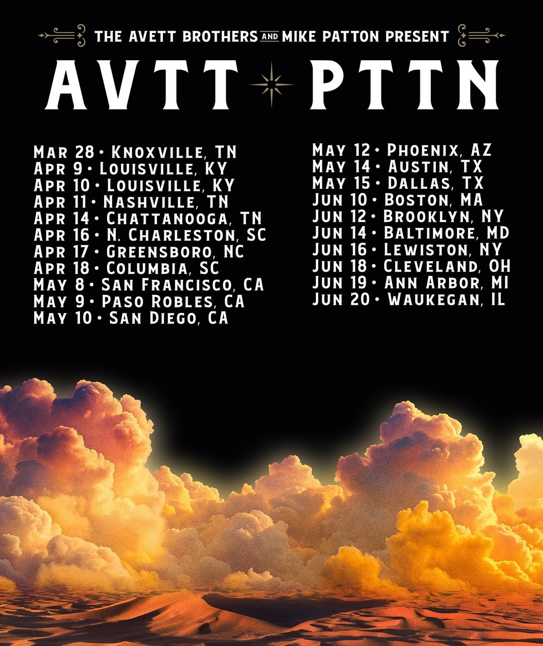 The Avett Brothers AVTT PTTN Tour Poster 2026